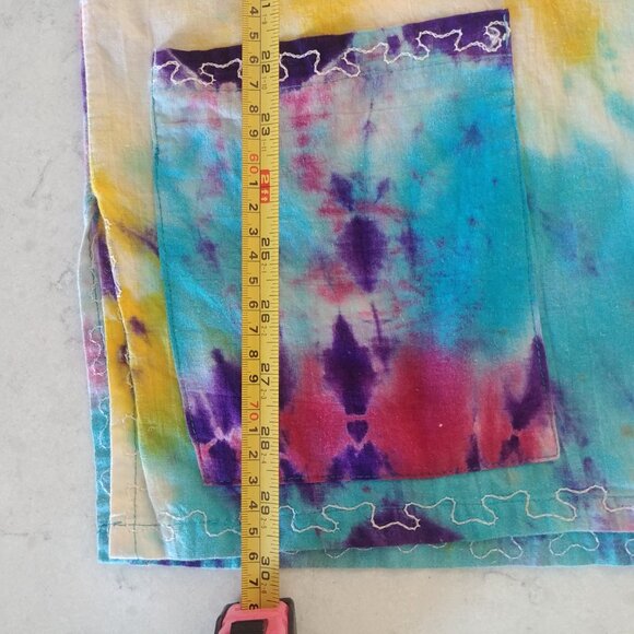 Handmade sturdy 100% cotton approx XL tie dye look embroidered blouse pockets - Picture 14 of 16
